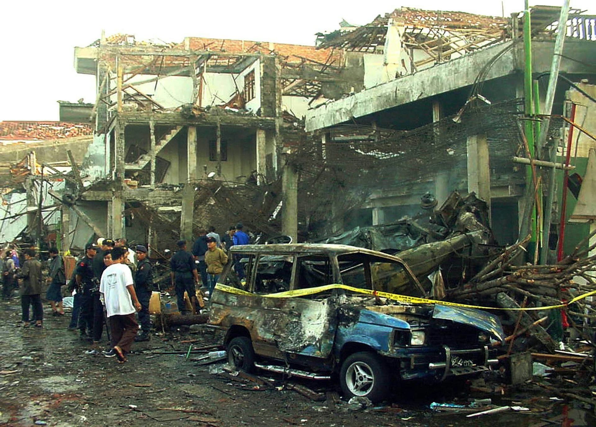 The wreckage of a nightclub in the wake of the 2002 Bali bombings